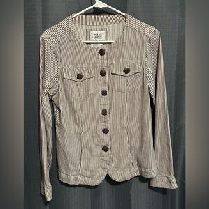 LAL Live a Little Striped Button Down Jacket